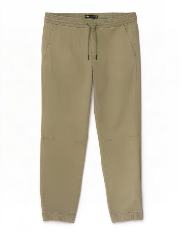 Męskie spodnie joggery Zara, duże, W32 L27, bawełna khaki