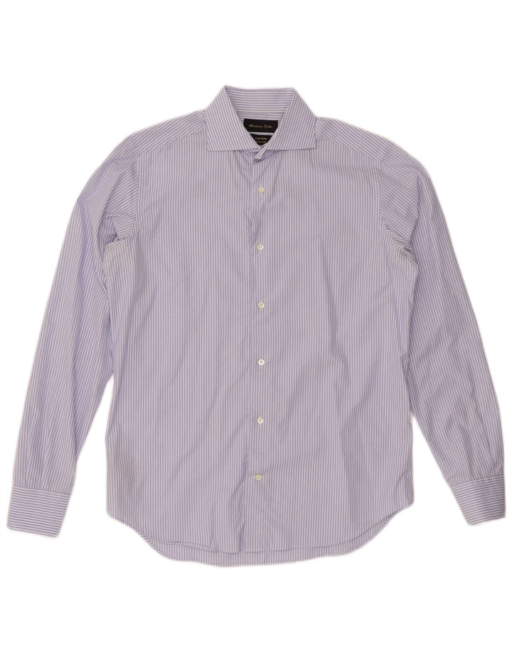 Koszula męska MASSIMO DUTTI, rozmiar 15 38, bawełniana w ciemnoniebieskie prążki