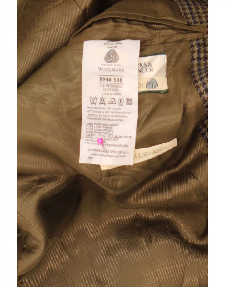 MARKS & SPENCER Męska marynarka zapinana na 2 guziki UK 42, duża, khaki, pepitka