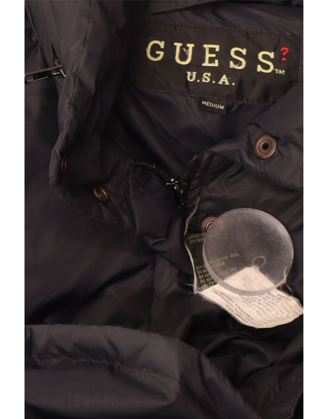 Damski ocieplany płaszcz GUESS UK 14, średni czarny nylon