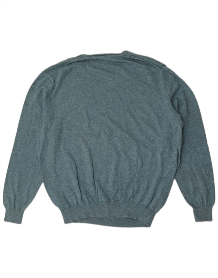 Męski sweter Massimo Dutti z dekoltem w kształcie litery V, duży, niebieski, bawełniany