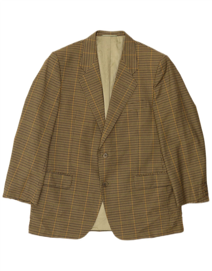 Vintage męska marynarka zapinana na 2 guziki UK 38 Medium Khaki Check