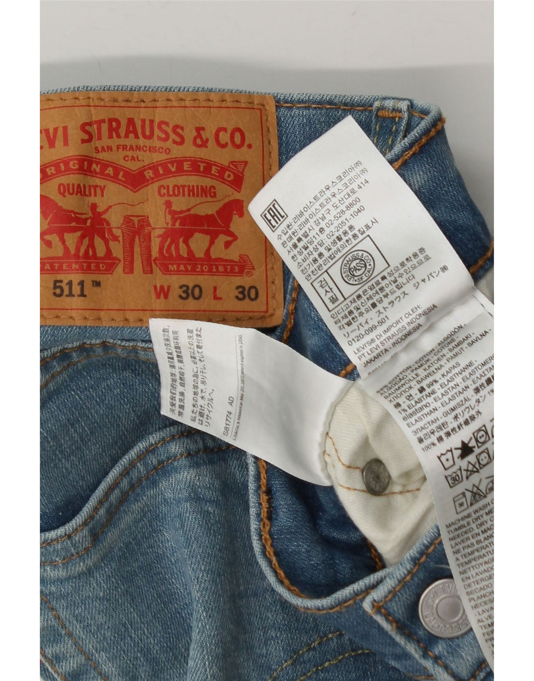 Męskie jeansy Levi's 511 Slim W30 L26 Niebieska bawełna