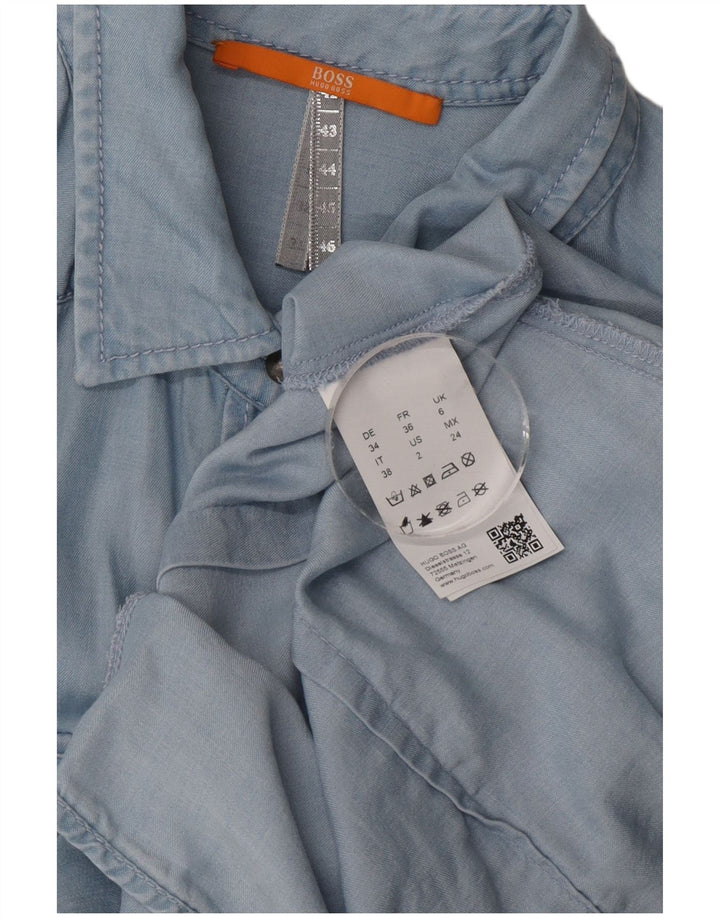 Damska koszula oversize Hugo Boss UK 6 XS, niebieska z lyocellu