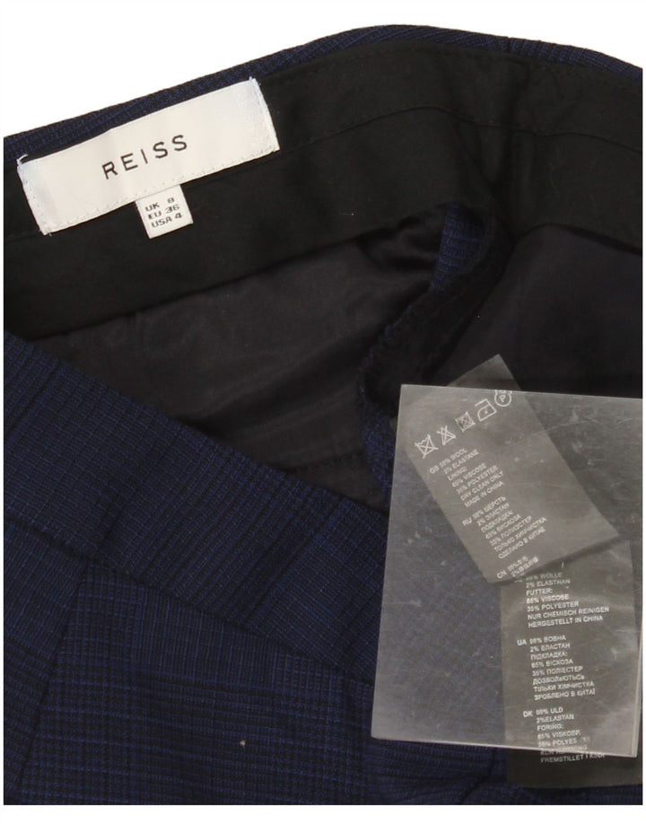 Spodnie damskie REISS Slim Chino UK 8 Small W28 L31 Bawełniana granatowa krata