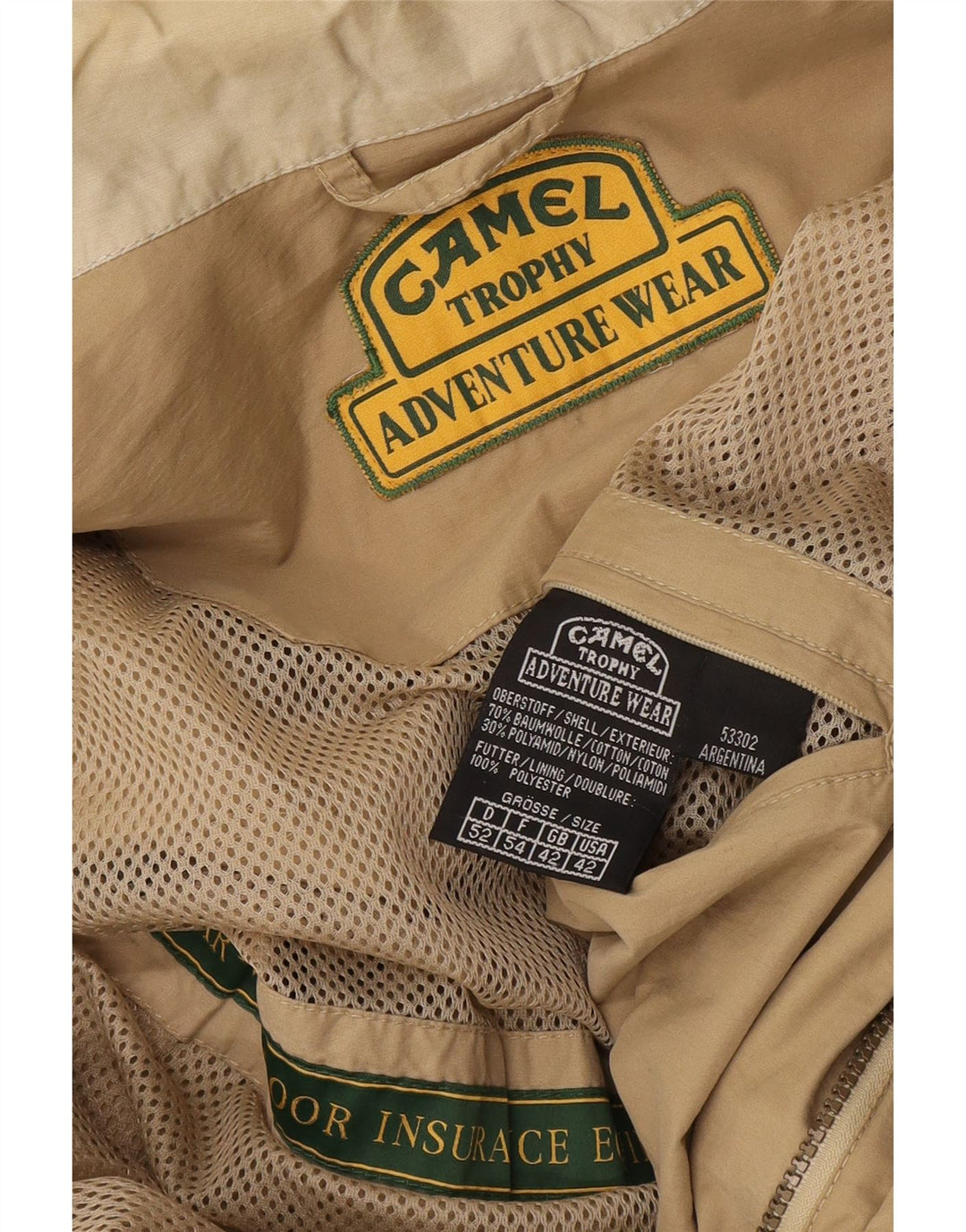 Męska kurtka z kapturem typu Camel UK 42 XL, beżowa, bawełniana