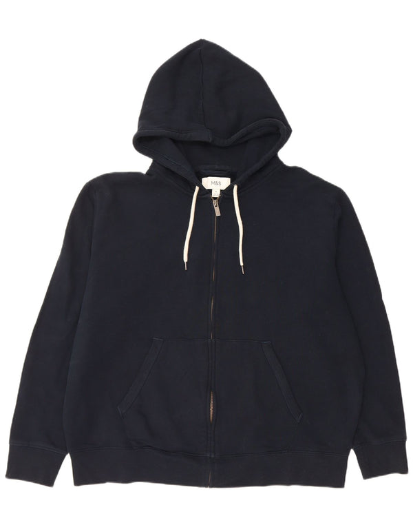 Marks & Spencer Męski sweter z kapturem i zamkiem XL, granatowy, bawełniany