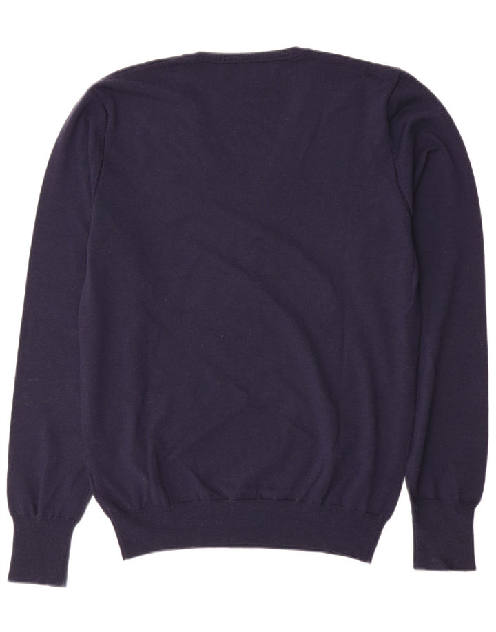 Sweter damski LIU JO z dekoltem w kształcie litery V, UK 18 XL, granatowo-wełniany