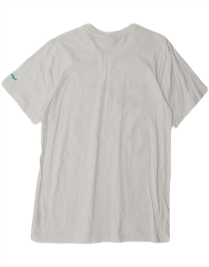 REEBOK Mens Graphic T-Shirt Top Medium White Cotton Vintage Reebok and Second-Hand Reebok from Messina Hembry 