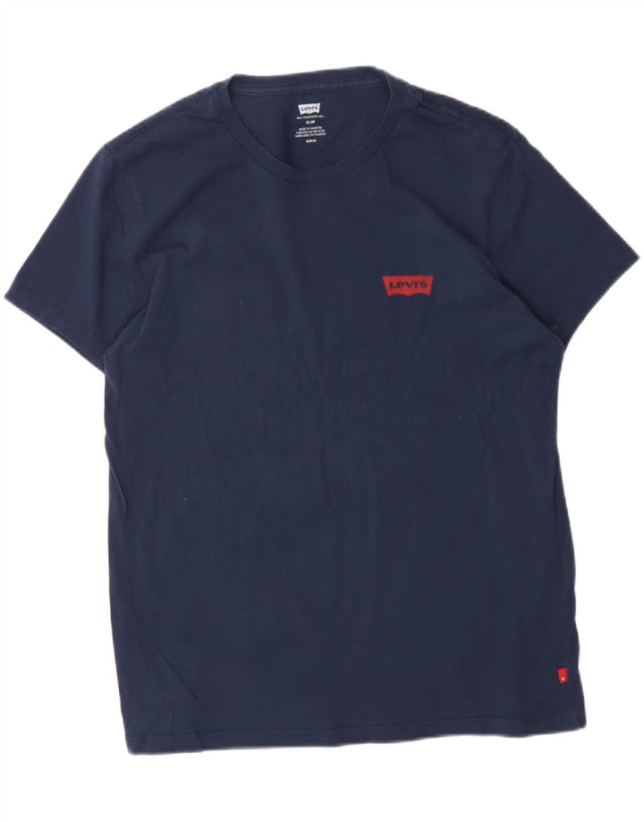 LEVI'S Mens Slim T-Shirt Top Medium Navy Blue Cotton Vintage Levi's and Second-Hand Levi's from Messina Hembry 