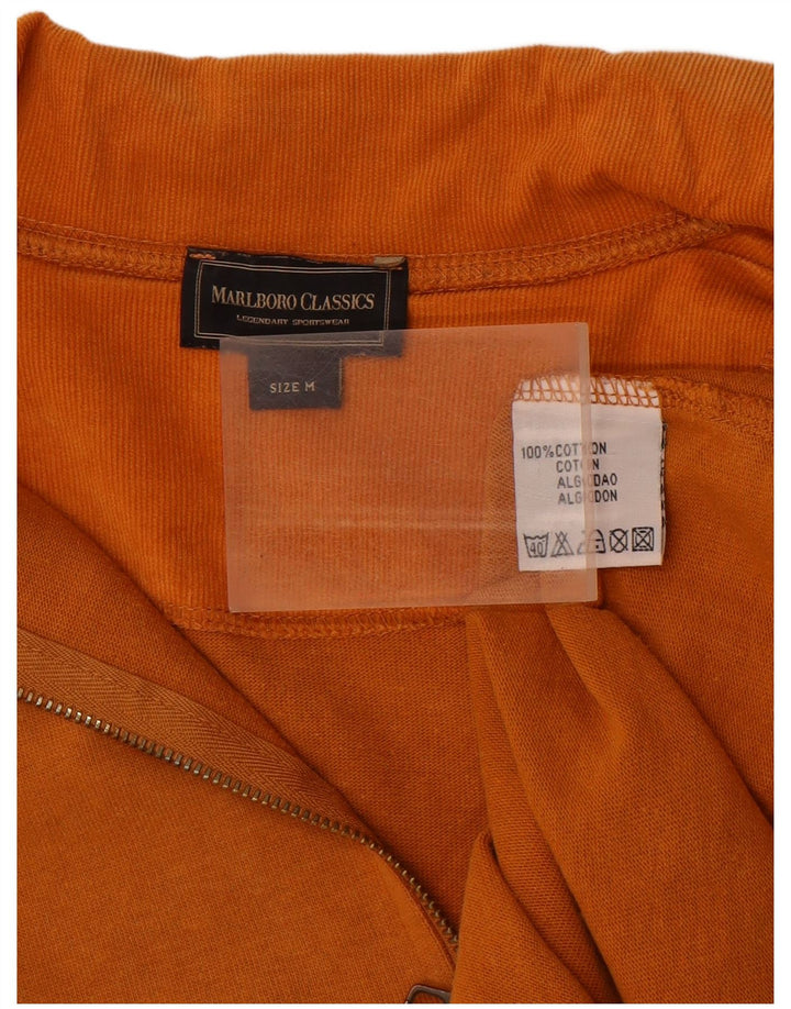 MARLBORO CLASSICS Mens Zip Neck Sweatshirt Jumper Medium Orange Cotton