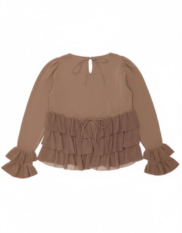 Damska bluzka oversize z długim rękawem Zara Top UK 10 Small Brown Colourblock