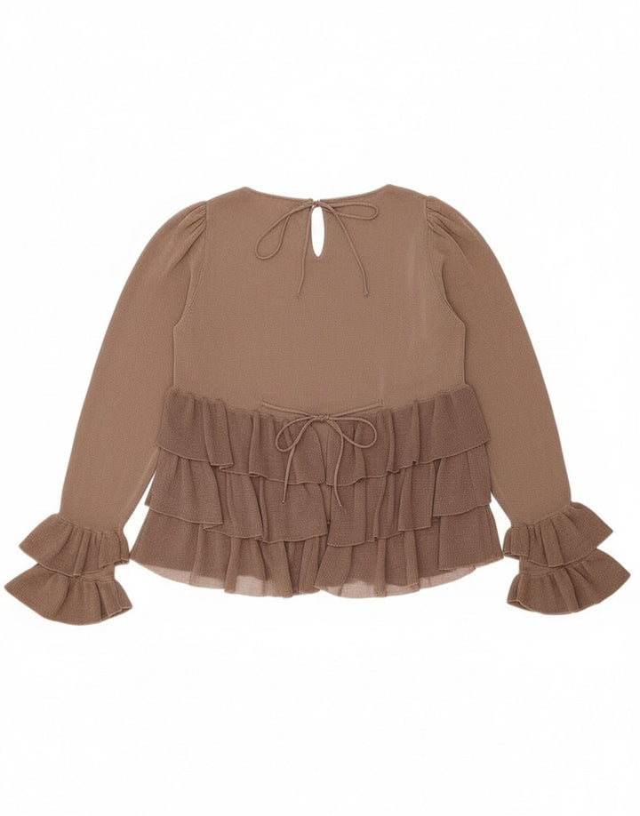 Damska bluzka oversize z długim rękawem Zara Top UK 10 Small Brown Colourblock