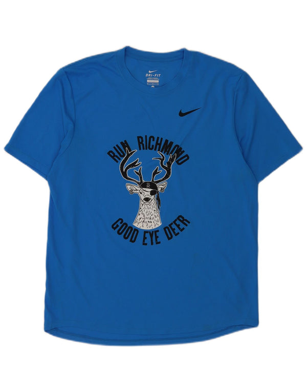 Męski T-shirt Nike Dri Fit z grafiką, średni niebieski poliester