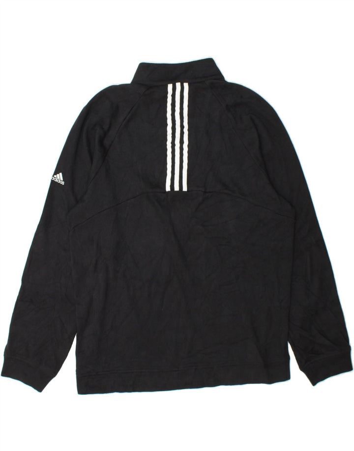 ADIDAS Mens Zip Neck Sweatshirt Jumper Medium Black Polyester Vintage Adidas and Second-Hand Adidas from Messina Hembry 