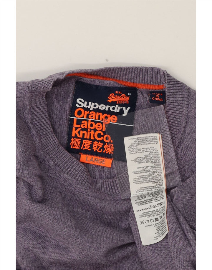 SUPERDRY Mens Crew Neck Jumper Sweater Large Purple Cotton Vintage Superdry and Second-Hand Superdry from Messina Hembry 