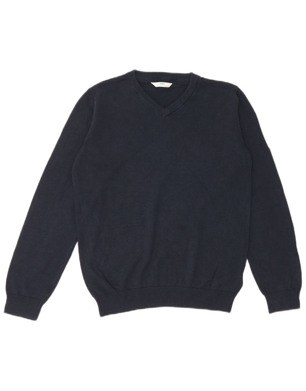 Marks & Spencer Chłopięcy sweter z dekoltem w kształcie litery V 12-13 lat Granatowy, bawełniany
