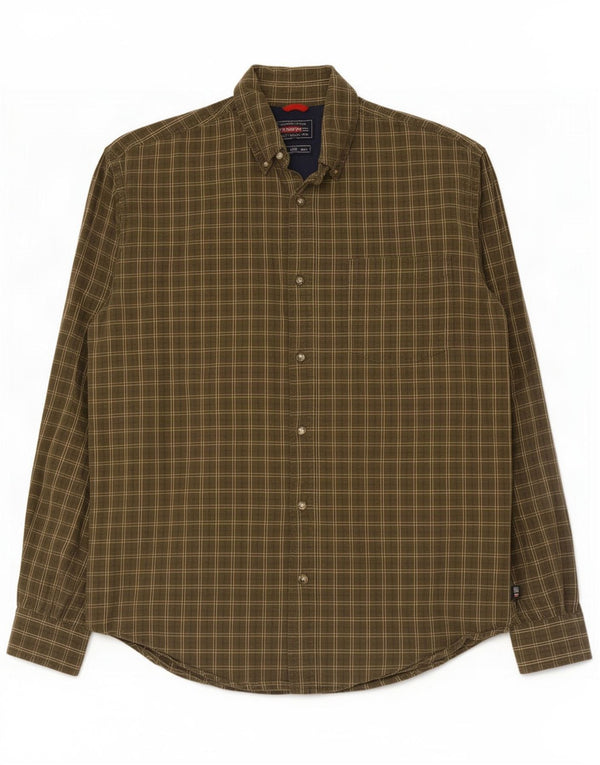 Koszula męska Wrangler, bawełniana kratka w kolorze khaki, średnia