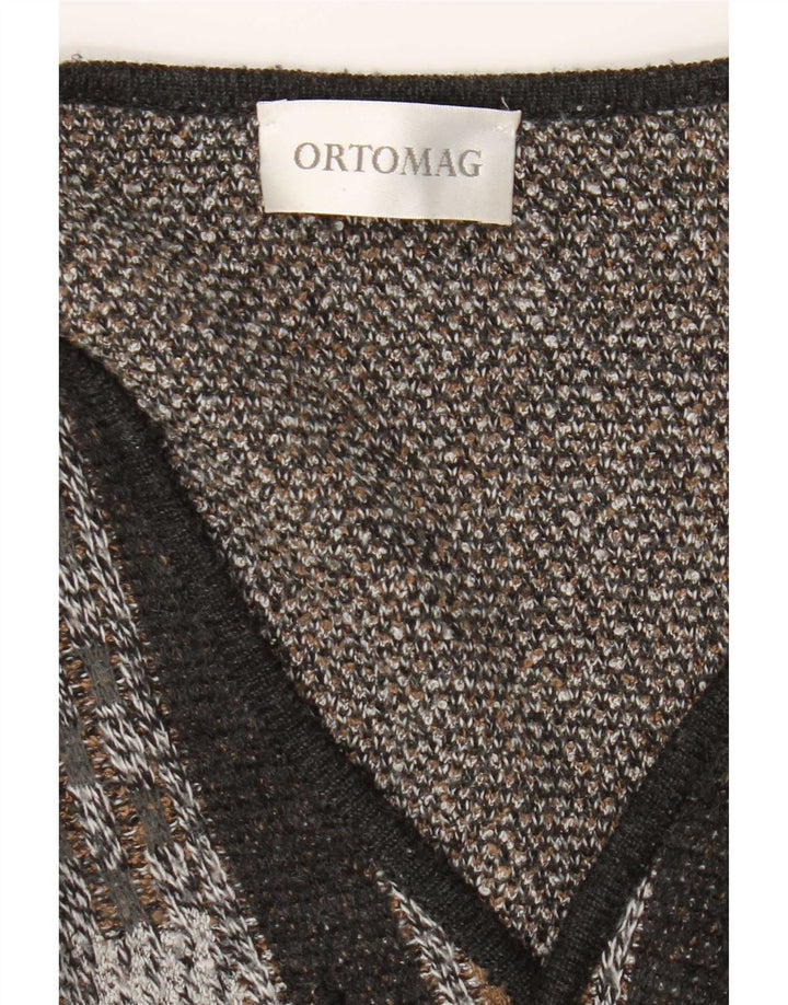 Vintage męski sweter rozpinany XL, czarny, geometryczny