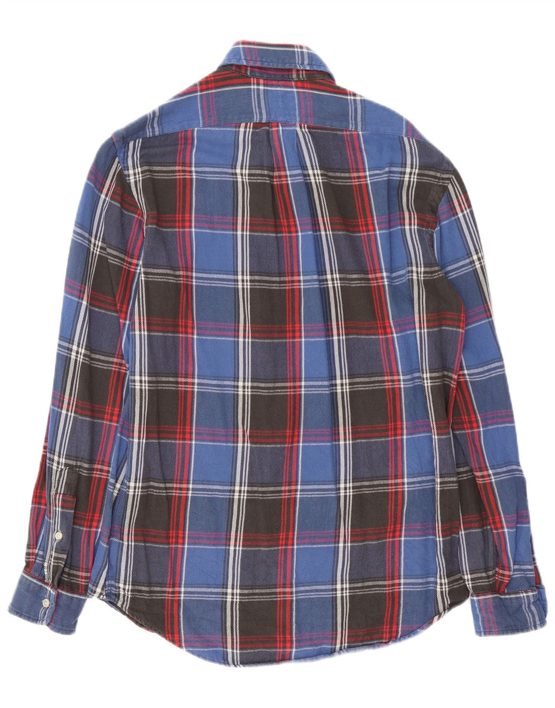 RALPH LAUREN Męska koszula flanelowa w małą niebieską kratkę, bawełniana