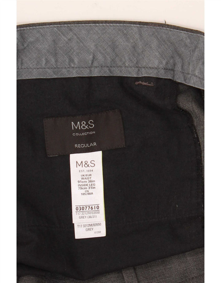Męskie zwężane spodnie garniturowe Marks & Spencer W36 L31 Szary poliester
