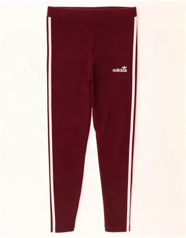 Legginsy damskie Adidas UK 16, duże, bordowe, bawełniane
