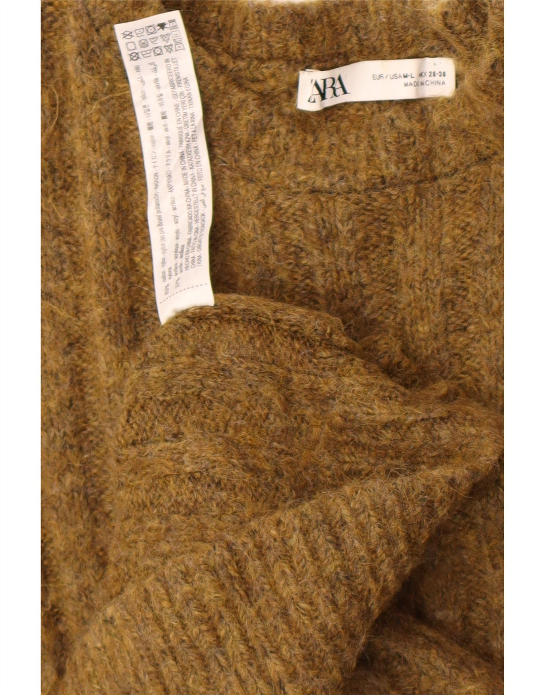 Damska oversize'owa sukienka sweterkowa ZARA UK 14, średni nylon w kolorze khaki