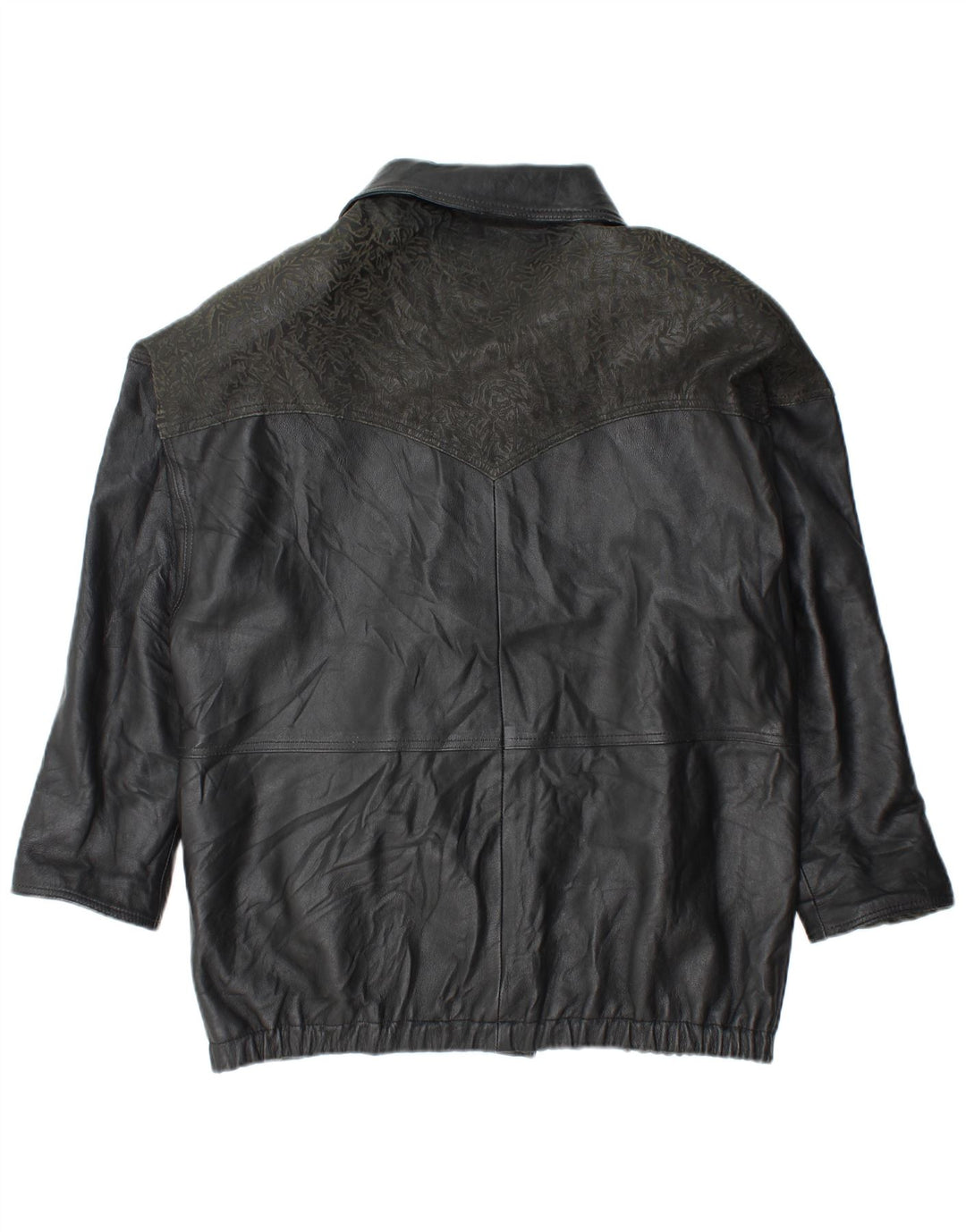 Damska kurtka skórzana oversize YUPPIE UK 18 XL w kolorze czarnym w kwiaty