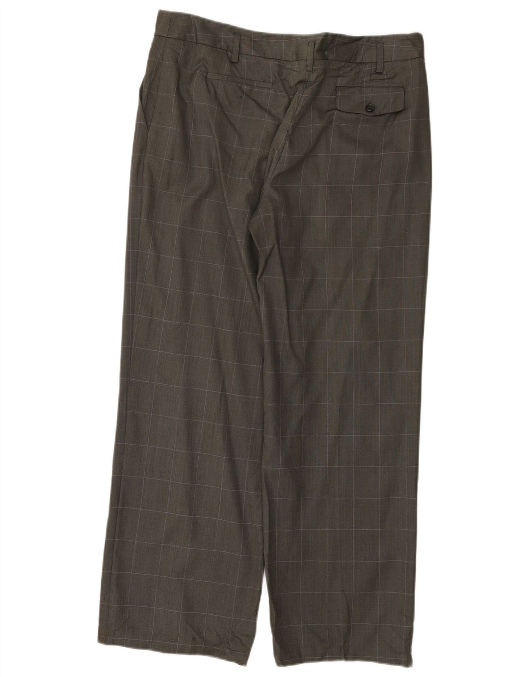 Damskie proste spodnie garniturowe Calvin Klein US 14 XL W36 L30 Szara wełniana kratka