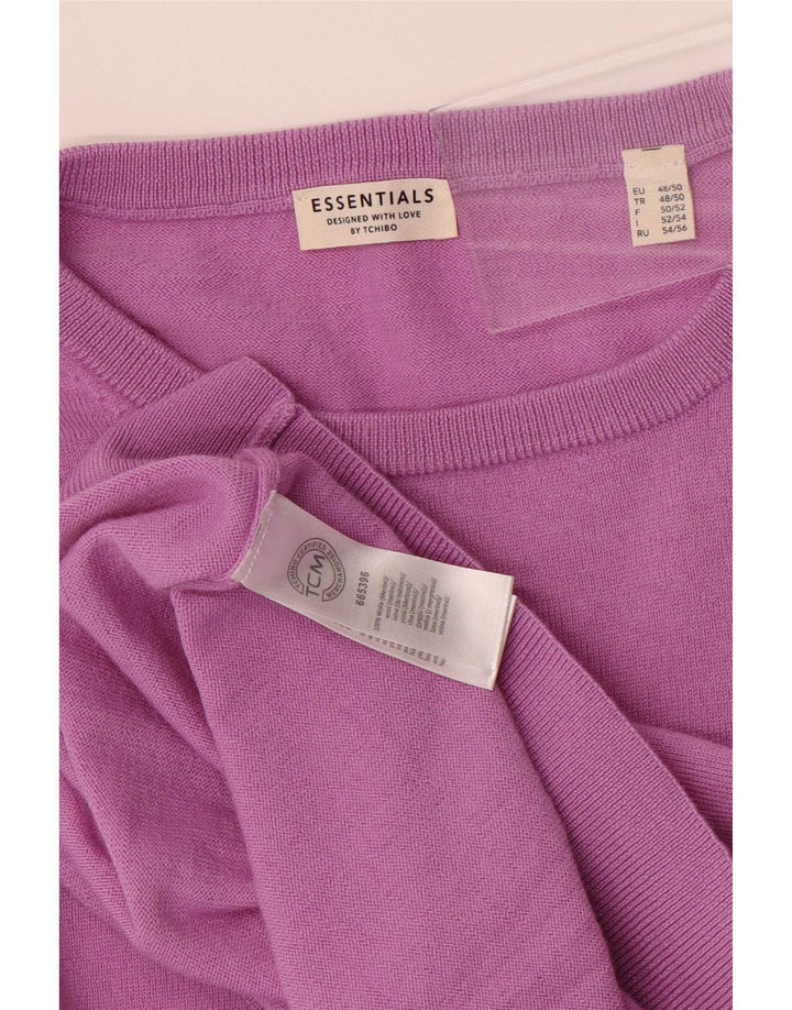 Męski sweter z okrągłym dekoltem Essentials, EU 48/50, średni fiolet, wełna merynosowa
