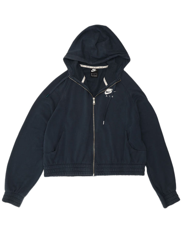 Damski sweter oversize z kapturem i zamkiem błyskawicznym Nike, UK 18 XL, granatowo-niebieski, bawełniany