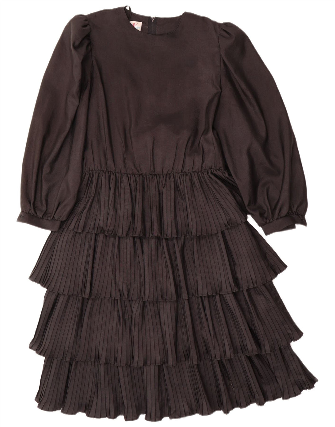 Warstwowa sukienka damska z długim rękawem VINTAGE EU 36, mała, czarna, z poliestru