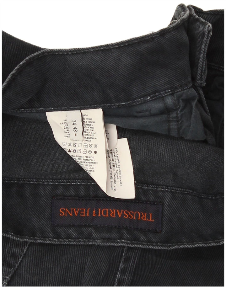 Męskie proste dżinsy Trussardi IT 48 Medium W34 L30 Czarna bawełna