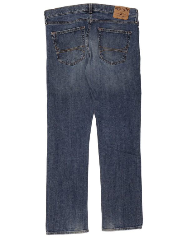 Męskie jeansy Hollister Slim Straight W34 L32 Niebieskie bawełniane