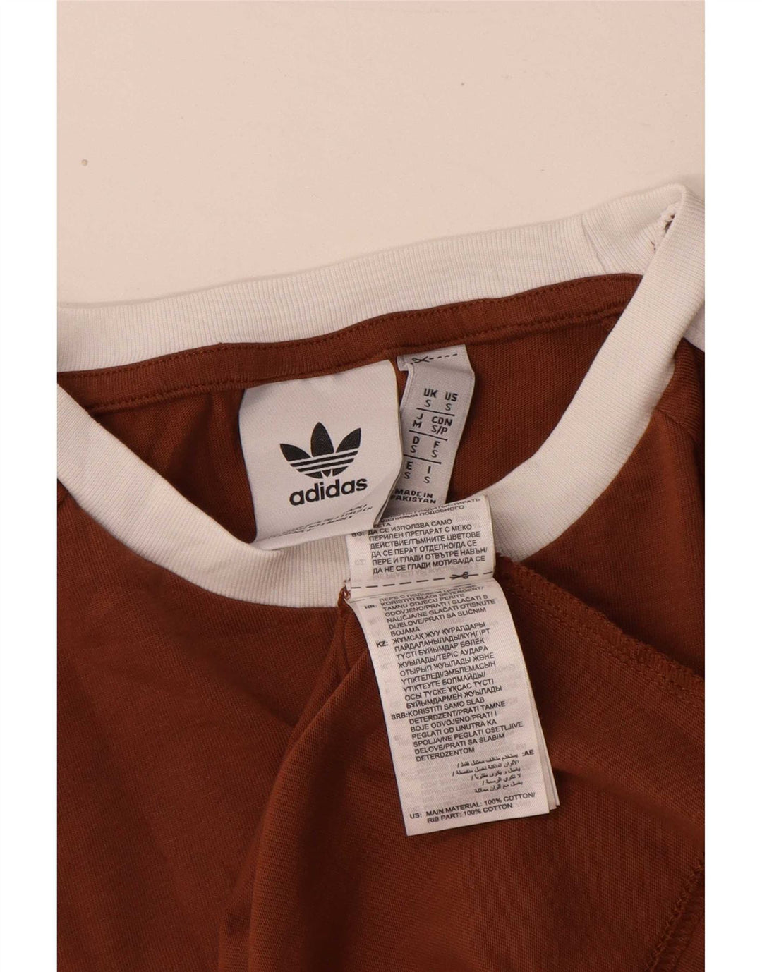 Adidas Męski T-Shirt Top Mały Brązowy Bawełniany