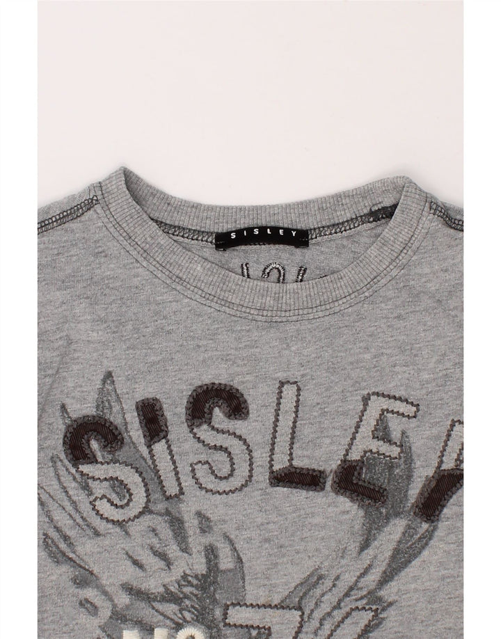 SISLEY Boys Graphic Top Long Sleeve 4-5 Years Grey Vintage Sisley and Second-Hand Sisley from Messina Hembry 