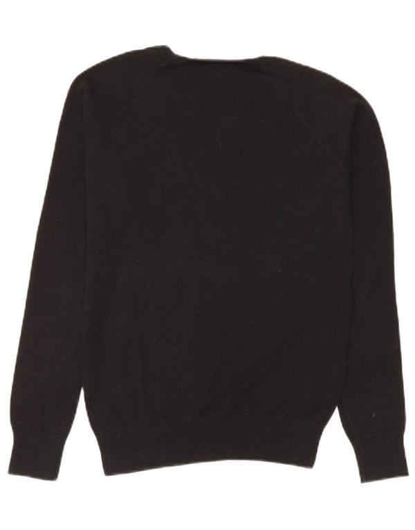 Sweter damski Zara z dekoltem w kształcie litery V, UK 14, średni czarny, bawełniany