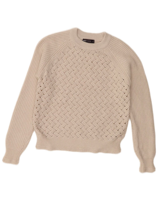 Marks & Spencer Damski sweter o luźnym kroju z okrągłym dekoltem, UK 6 XS, w kolorze złamanej bieli