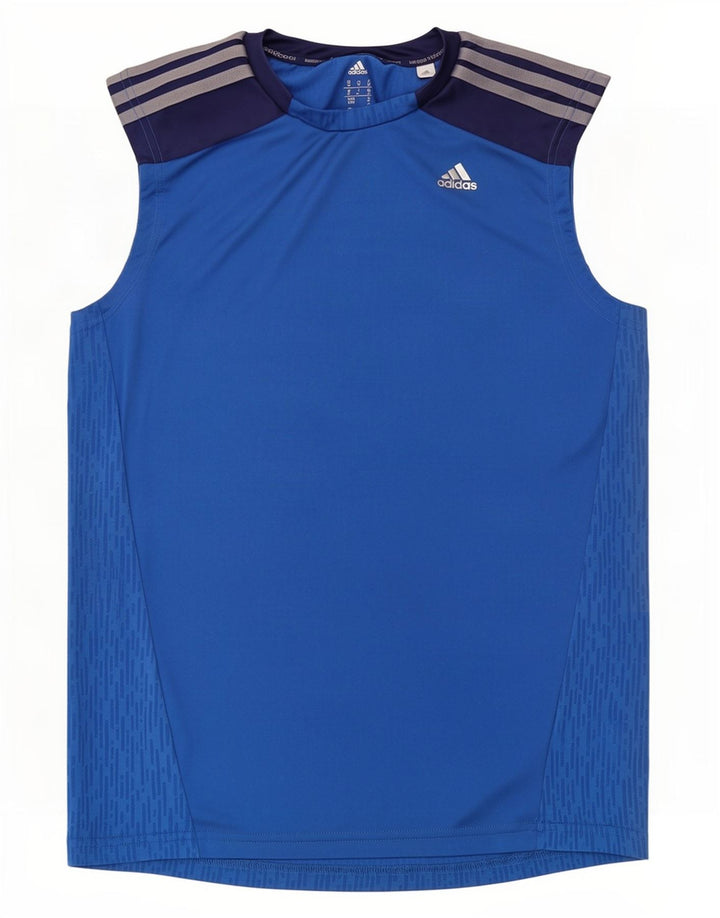 Adidas Męska kamizelka Climacool Top Średni Niebieski Poliester z blokami kolorów