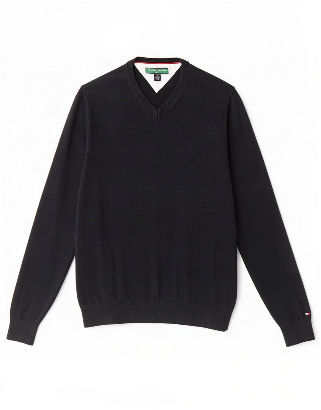 Męski sweter golfowy Tommy Hilfiger z dekoltem w szpic, mały, czarny, bawełniany