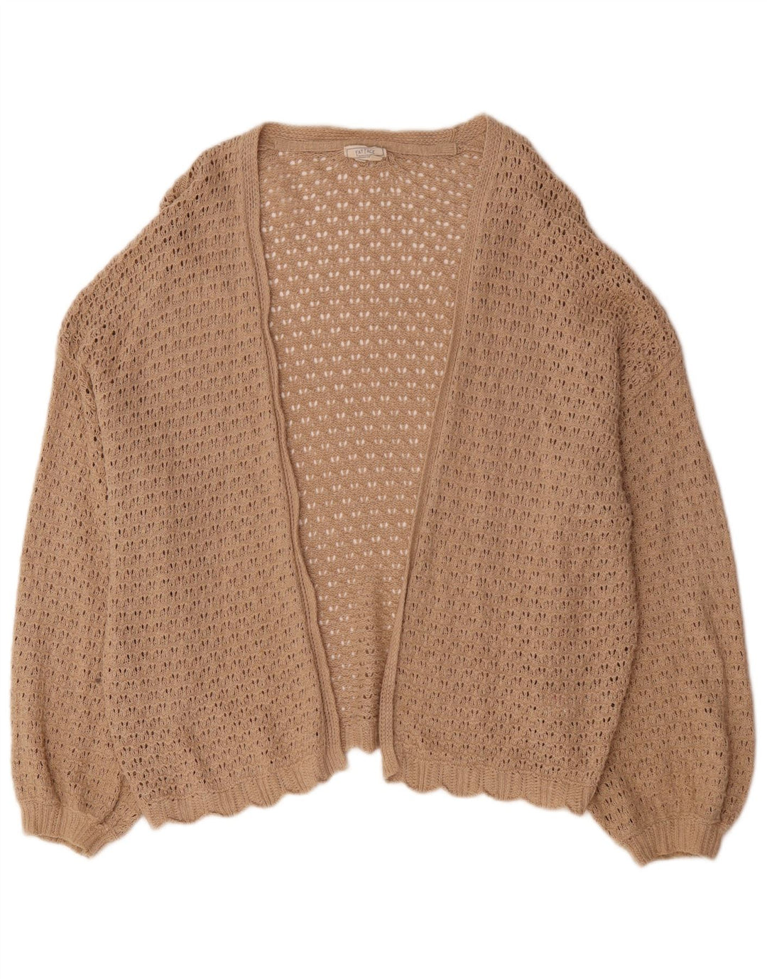 Damski sweter oversize z otwartym kardiganem Zara UK 16, duży, beżowy, bawełniany