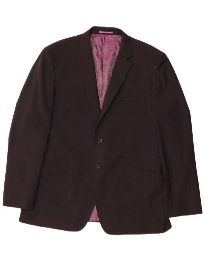 Ted Baker Męska marynarka, długa, zapinana na 2 guziki, o regularnym kroju, UK 44, 2XL, czarna wełniana