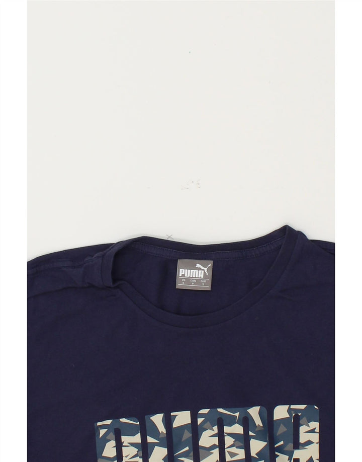 PUMA Mens Graphic T-Shirt Top Small Navy Blue Cotton Vintage Puma and Second-Hand Puma from Messina Hembry 