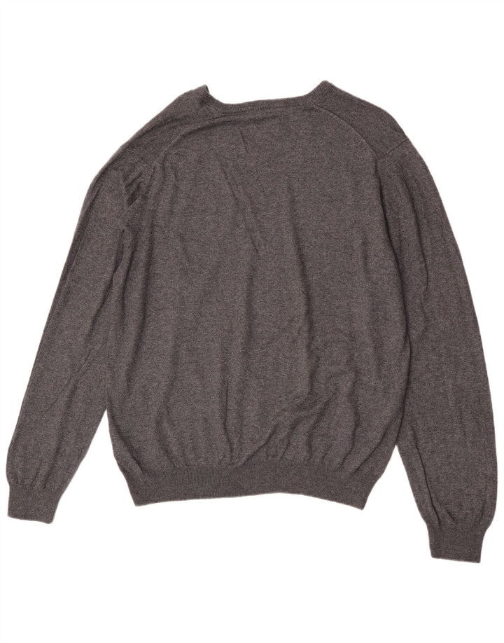 Marks & Spencer Męski sweter o regularnym kroju z dekoltem w kształcie litery V, XL, szary, bawełniany