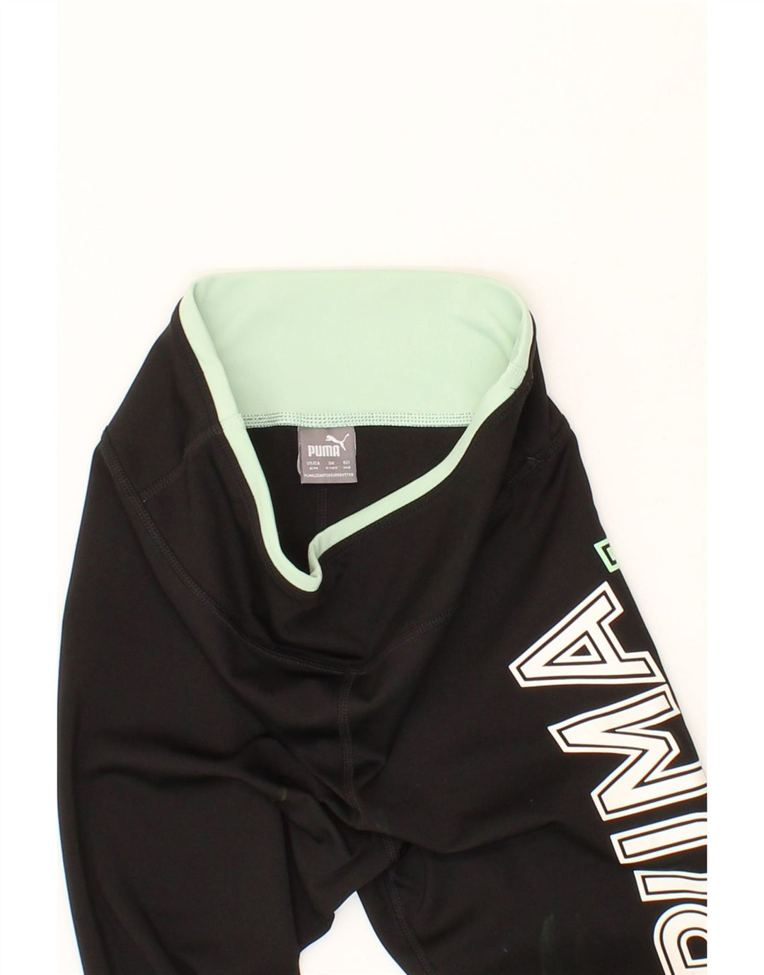 PUMA Girls Graphic Leggings 9-10 Year Medium  Black Vintage Puma and Second-Hand Puma from Messina Hembry 