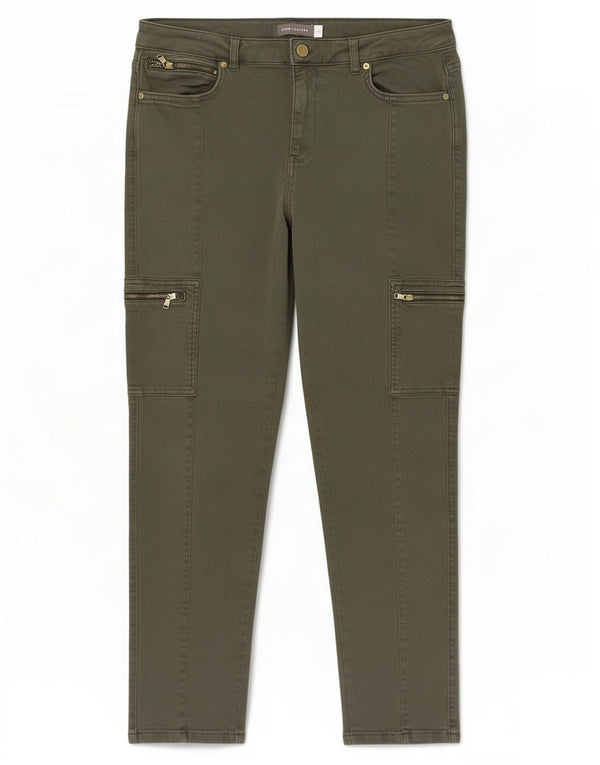 Damskie jeansy cargo MINT VELVET UK 14, duże, W32, L28, bawełna khaki