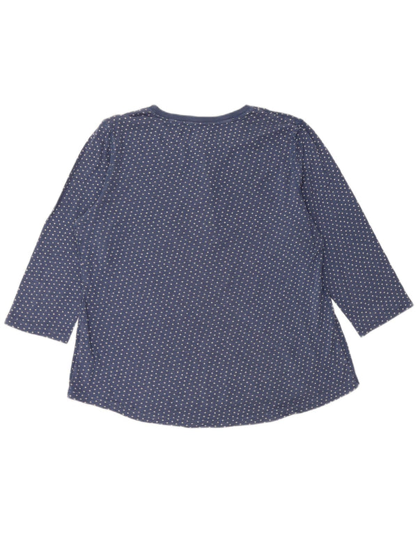Chaps Womens Top 3/4 Sleeve UK 18 XL Navy Blue Spotted Cotton