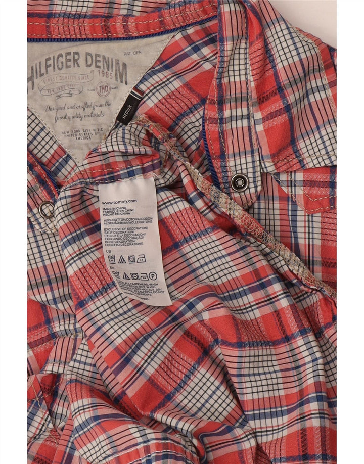 Męska koszula graficzna Hilfiger Denim z grafiką, bawełniana w średnią czerwoną kratkę