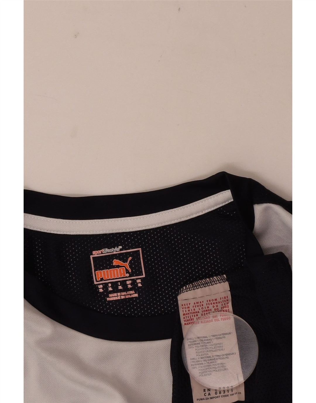 T-shirt męski Puma, top XL, granatowy, poliester z blokami kolorów