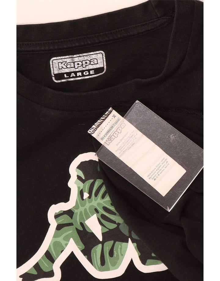 Męski T-shirt z grafiką Kappa, duży, czarny, bawełniany